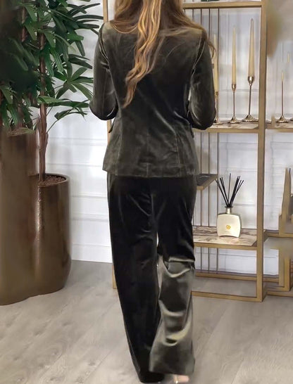 Double-Breasted Velvet Two-Piece Suit