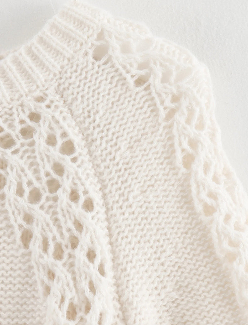 Crocheted Knit Top with Decorative Edging