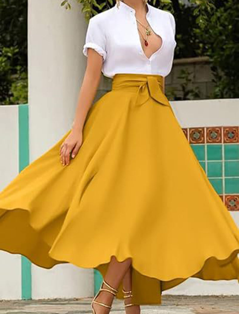 High Waist A-Line Maxi Skirt