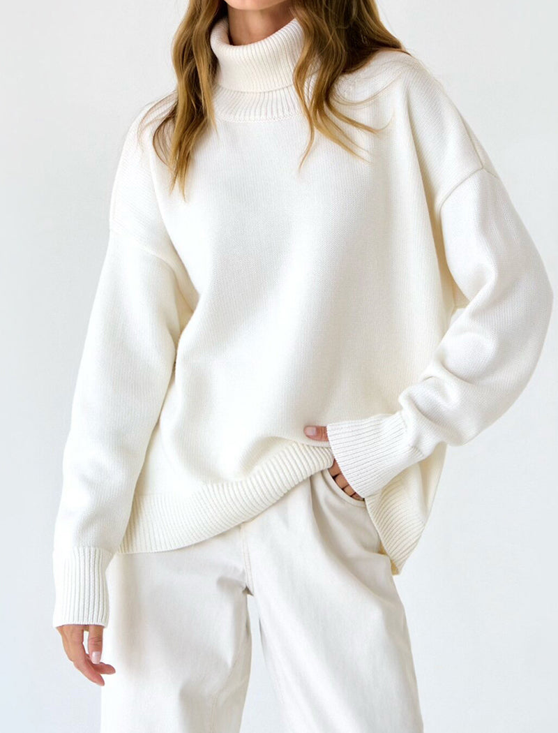 Oversized Turtleneck Sweater with Relaxed Fit