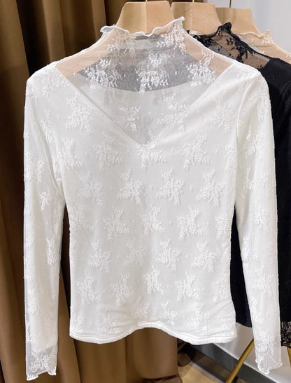 Floral Lace Mock Neck Top