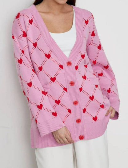 Heart Pattern Knit Cardigan