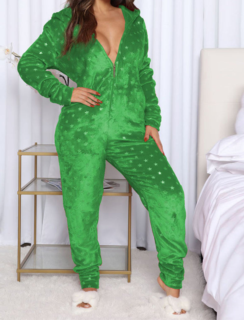 Festive Printed Hooded Jumpsuits