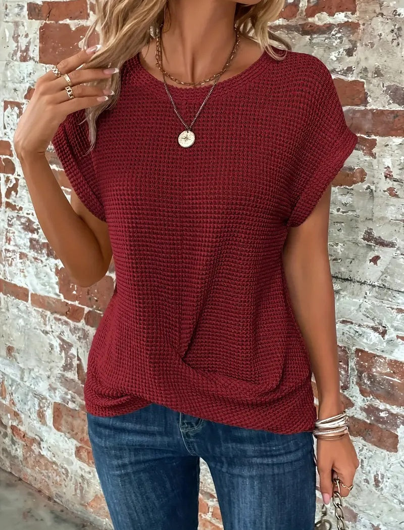 Short-Sleeve Knit Casual Top