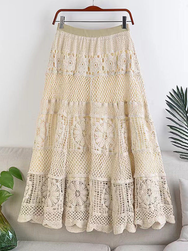 Crochet Eyelet Midi Skirt