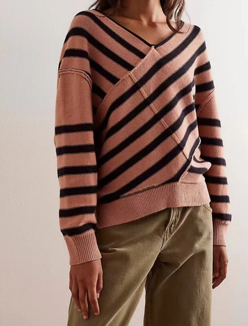 Striped V-neck Sweater