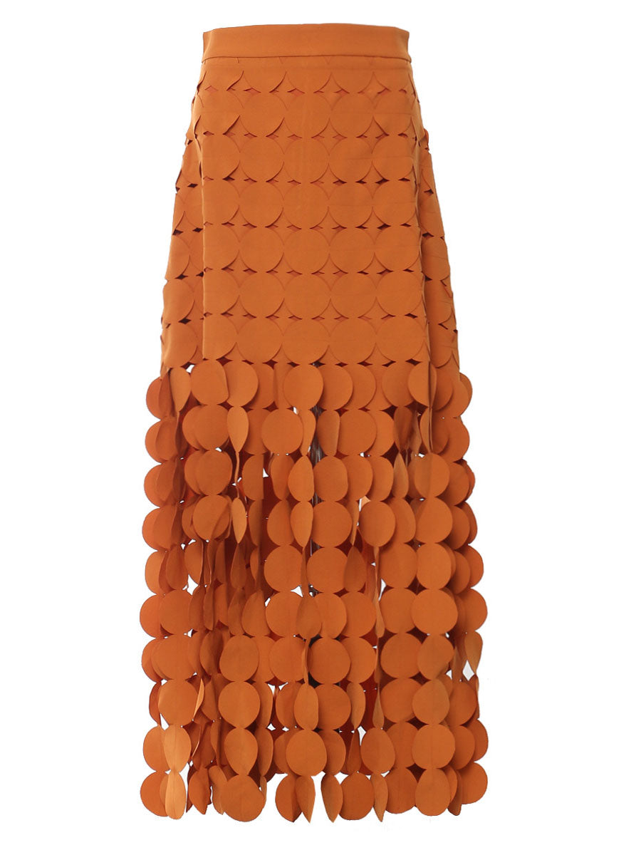 Cutout Circle Layered Midi Skirt