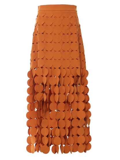 Cutout Circle Layered Midi Skirt