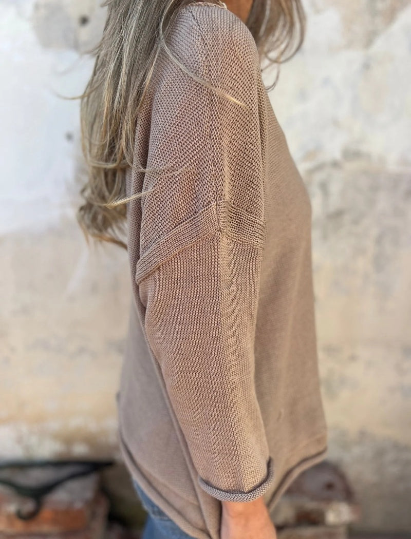 Oversized V-Neck Knit Top