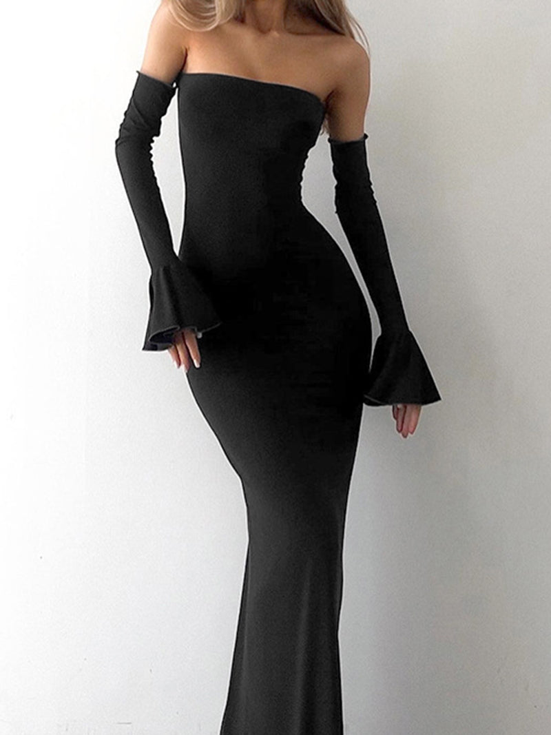 Bell Sleeves Mermaid Maxi Tube Dress