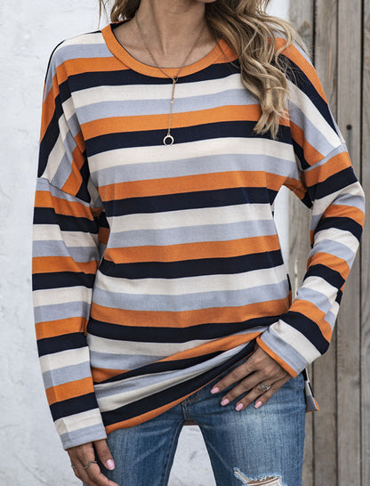 Striped Knit Relaxed Fit Top