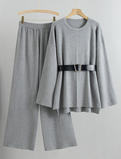 Knit Sweater and Wide-Leg Pants Two-Piece Set