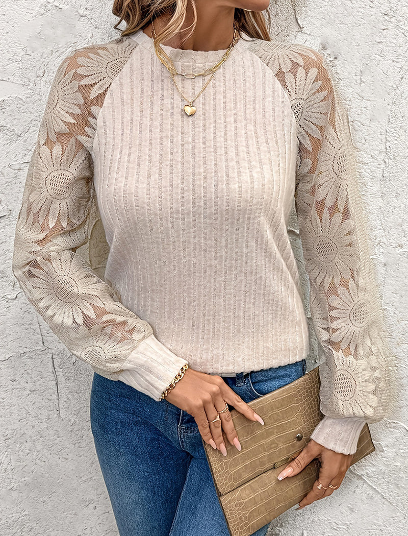 Floral Sleeve Knit Pullover