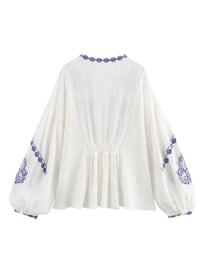 Ruffle V-Neck Boho Top