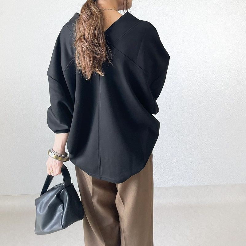 Oversized V-Neck Casual Pullover