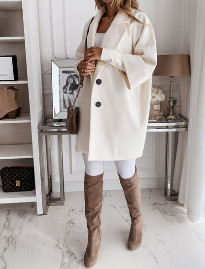 Notch Collar Buttoned Longline Coat