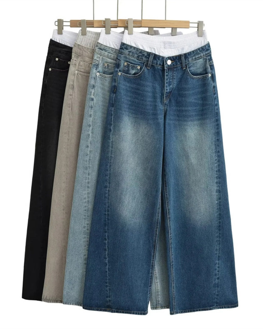 High-Rise Patchwork Jeans