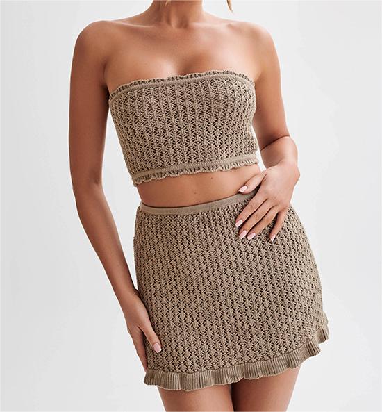 Knitted Tube Top and Skirt Set