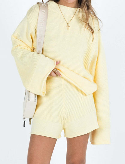 Oversized Knit Pullover and Shorts Set