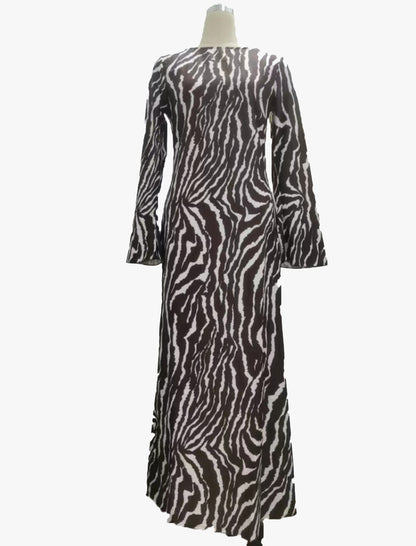 Abstract Print Full-Length Dress