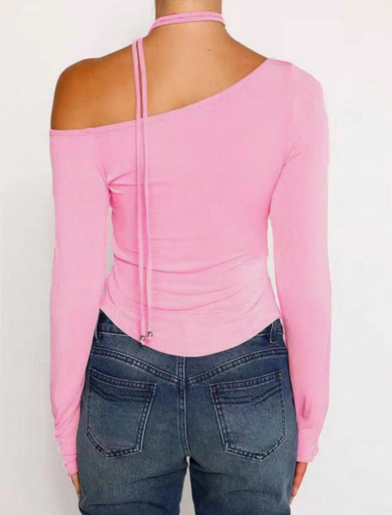 Asymmetrical One-Shoulder Choker Top