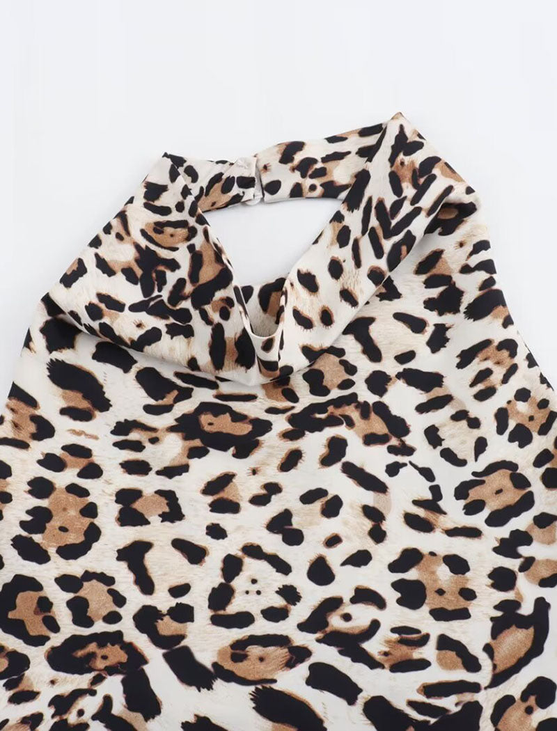 Backless Leopard Print Halter Top