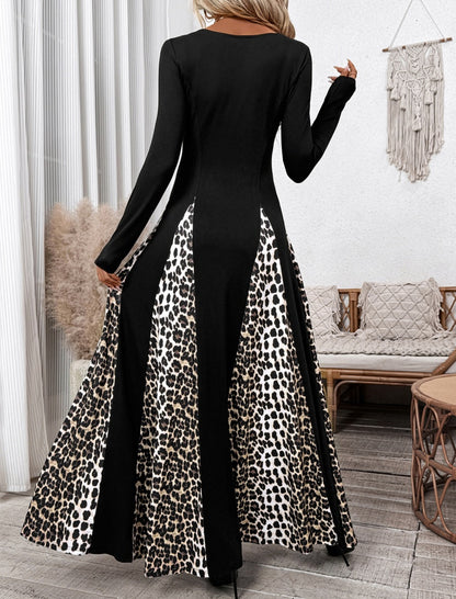 Leopard Print Patchwork Dress