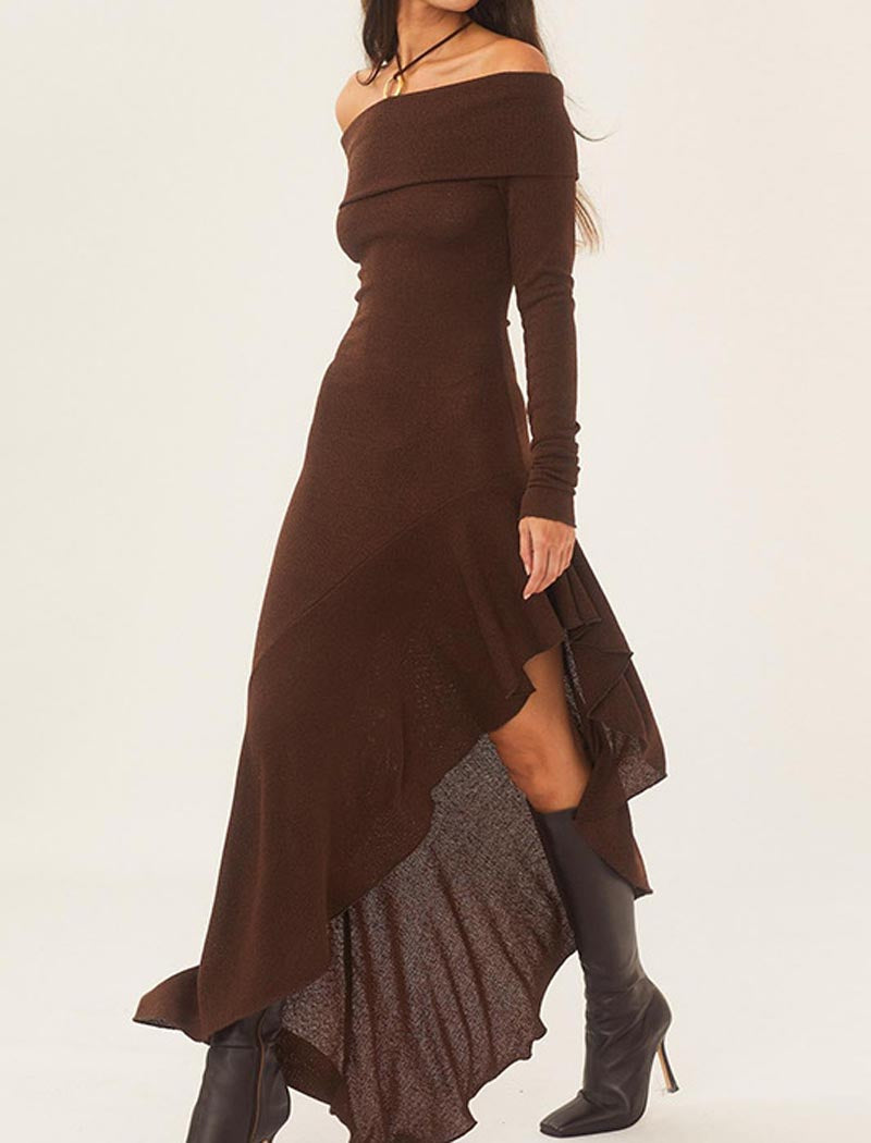 Asymmetrical Hem Off-Shoulder Dress