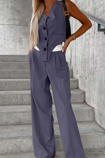 Button-Front Vest and Pants Set