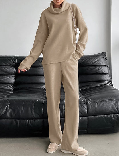 Long-Sleeve High-Neck Casual Set