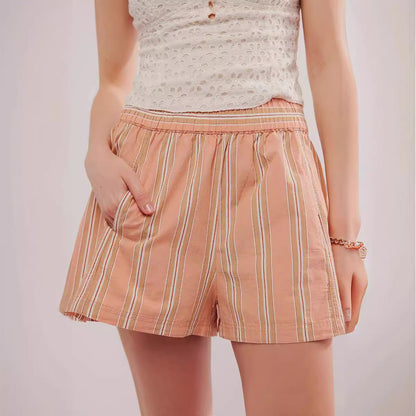 Striped High-Waist Casual Shorts