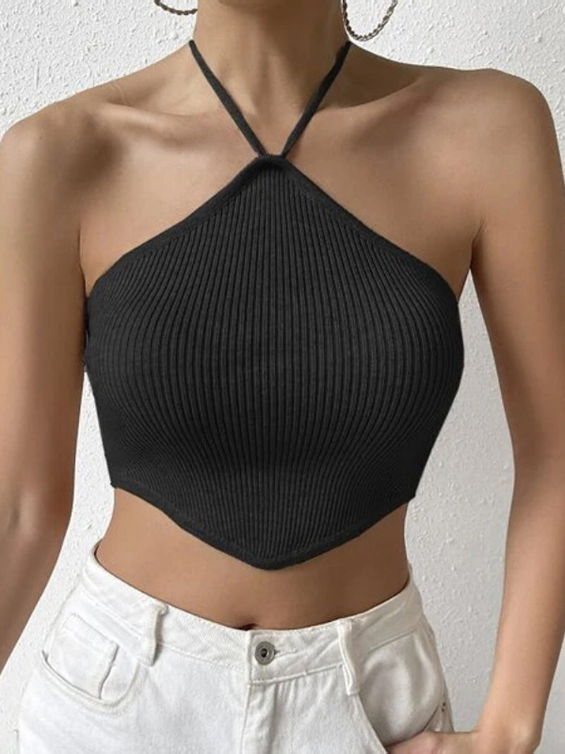 Ribbed Halter Crop Top