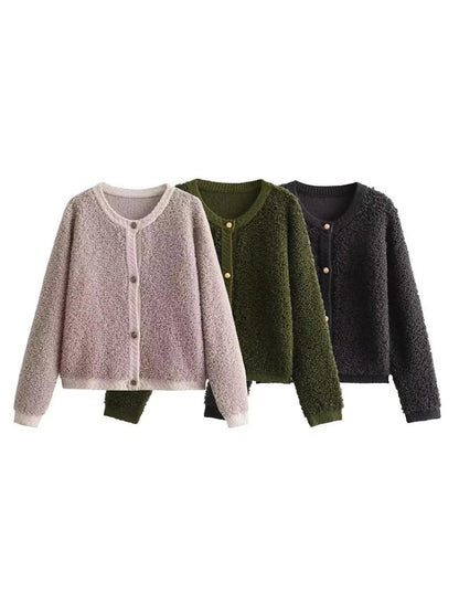 Fleece Buttoned Cardigan