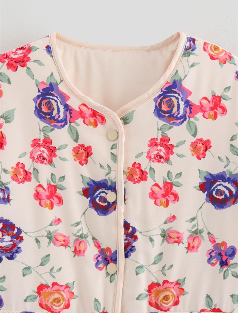 Floral Quilted Jacket with Pockets