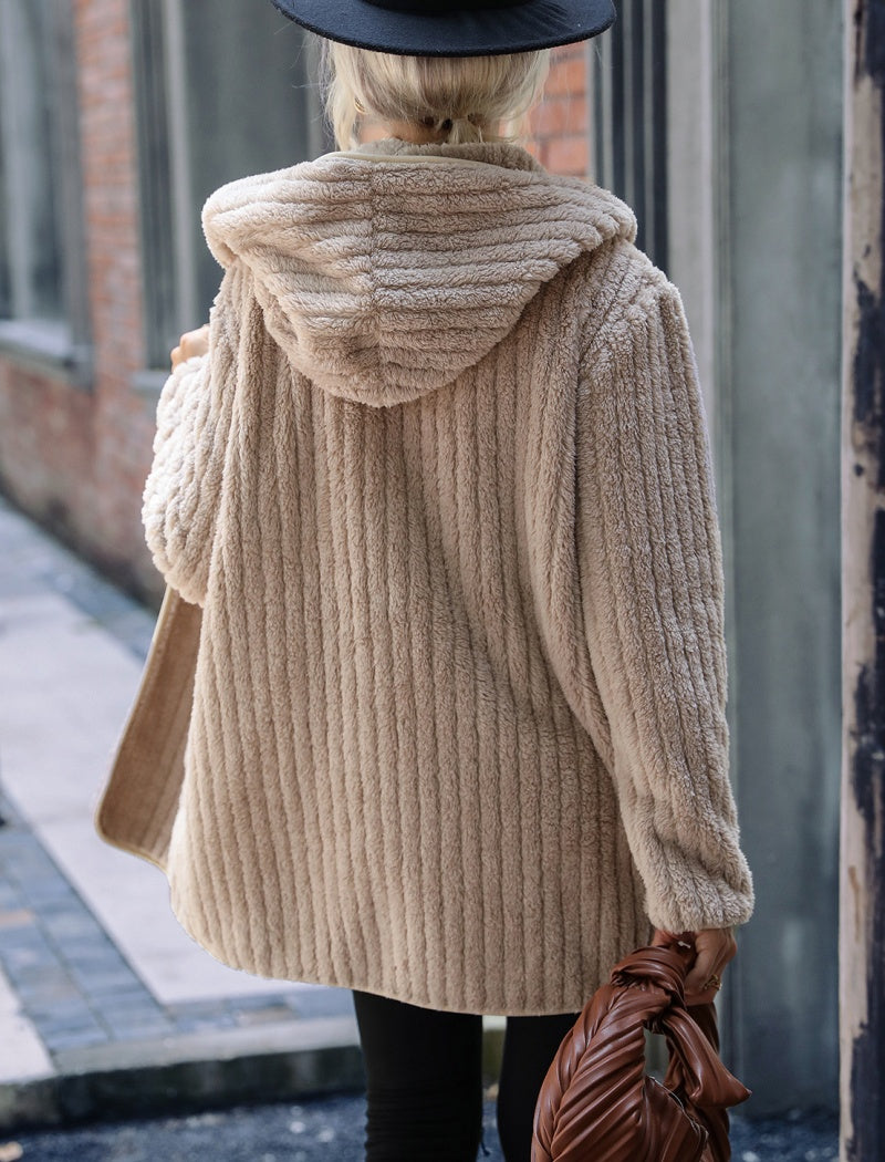 Ribbed Knit Open-Front Cardigan