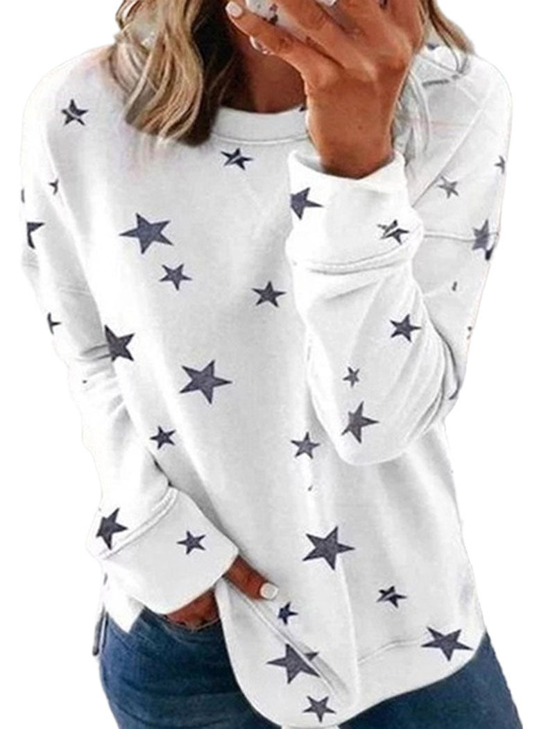 Star Print Oversized Pullover Top