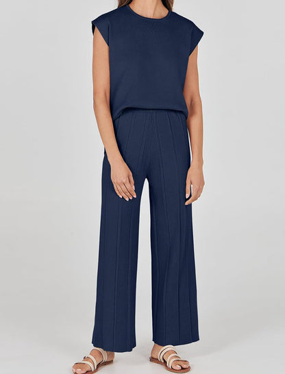 Sleeveless Top and Wide-Leg Pants Set