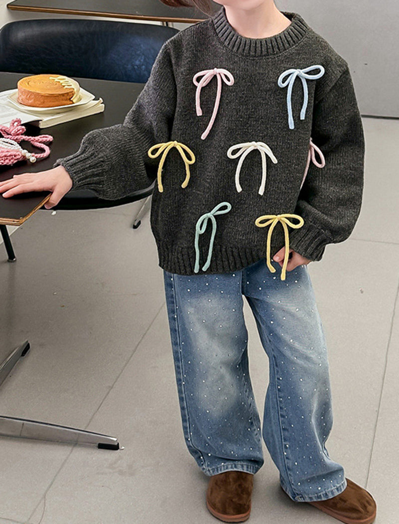 Bow-Knot Pullover Knit Sweater for Kids