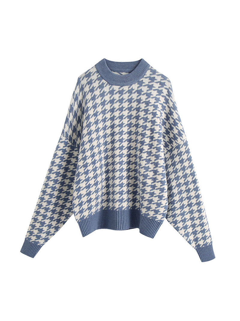 Houndstooth Crewneck Sweater