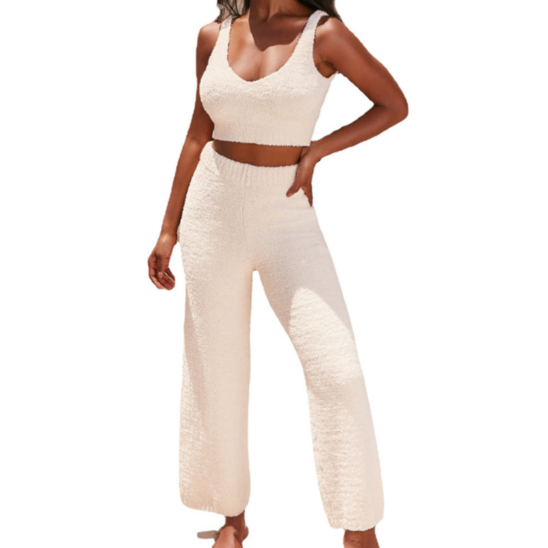 V-Neck Tank Top and Wide-Leg Pants Set