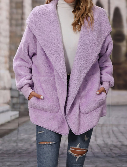 No-Button Double-Sided Fleece Cardigan
