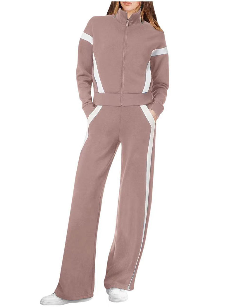 Zip-Up Track Suit with Stripe Detail
