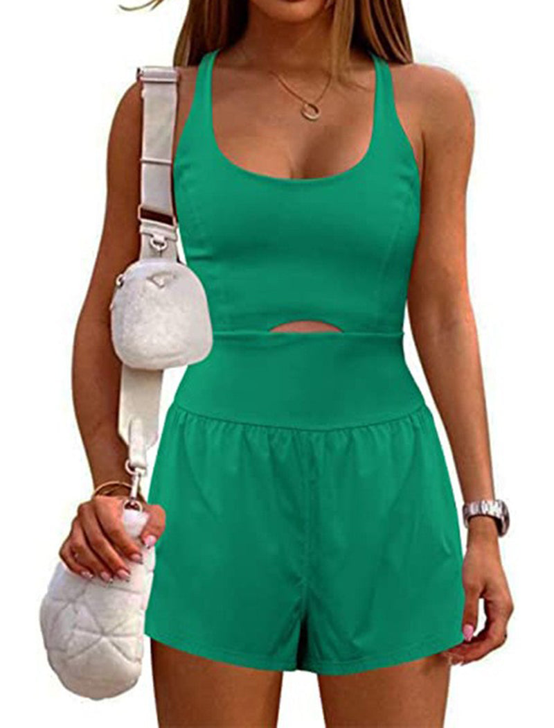 Cutout Cross-Back Vest Romper