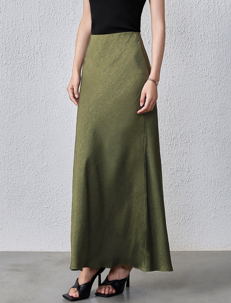 High-Rise Satin Maxi Skirt