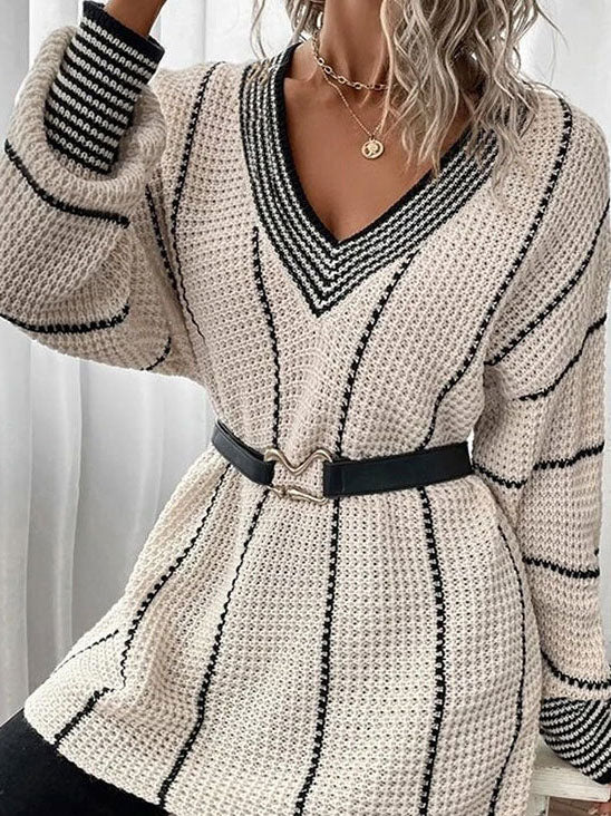 Striped Knit Oversized Sweater