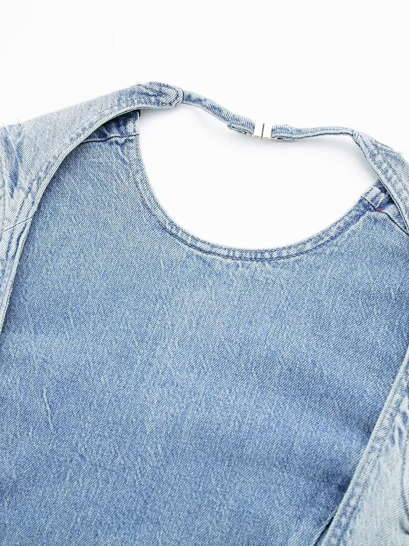 Open-Back Sleeveless Denim Top