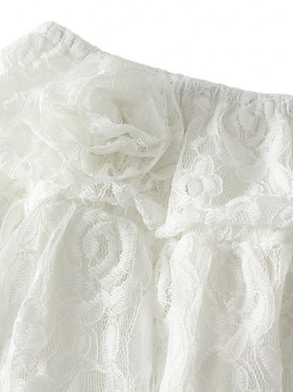 Asymmetrical Ruffle Lace Skirt