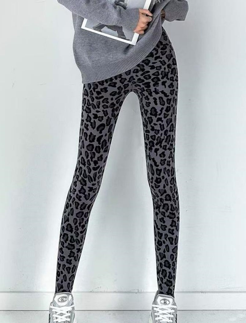 Leopard Print Fleece-Lined Leggings