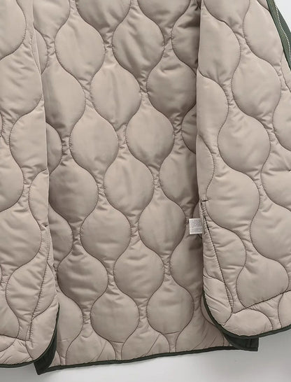 Oversized Quilted Jacket with Contrast Trim