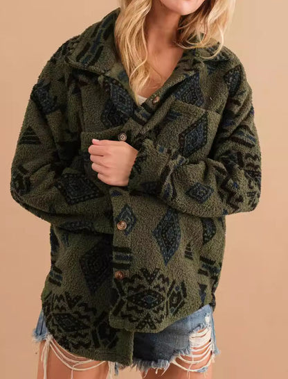 Cozy Oversized Aztec Pattern Shacket